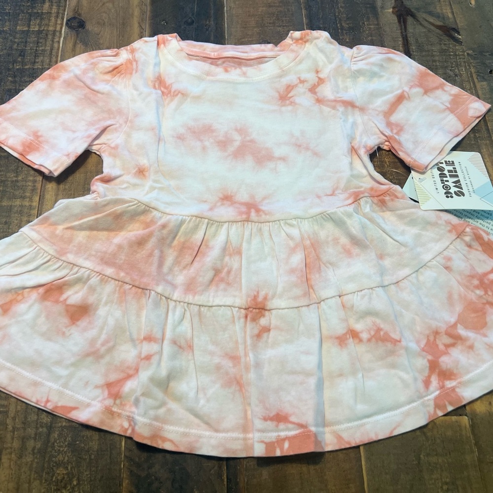Dot Dot Smile size 3/4 girls cantaloupe tie dye ruffle tunic new